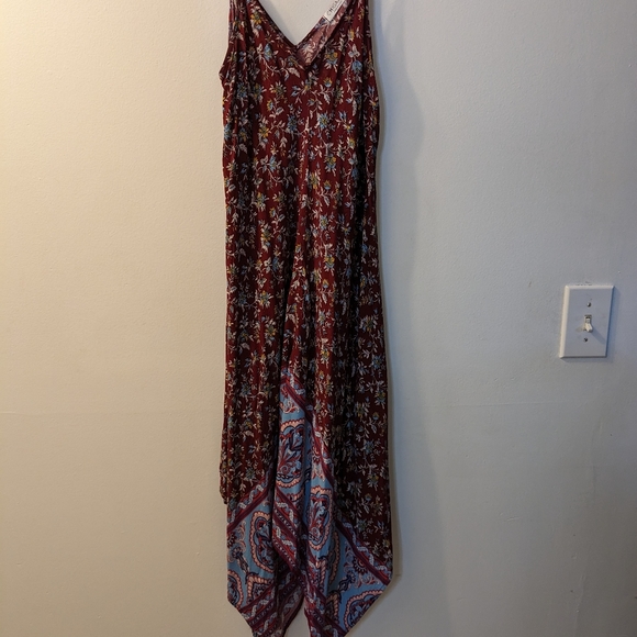 Spaghetti strap boho handkerchief hem flowy rayon dress - Picture 11 of 11
